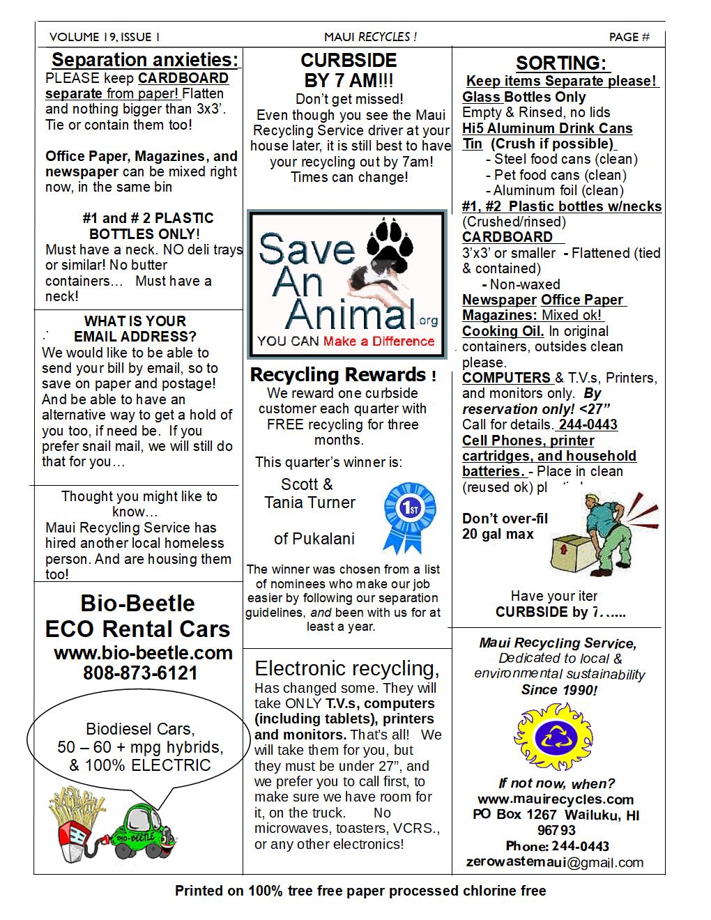 Maui Recycling Service Newsletter 